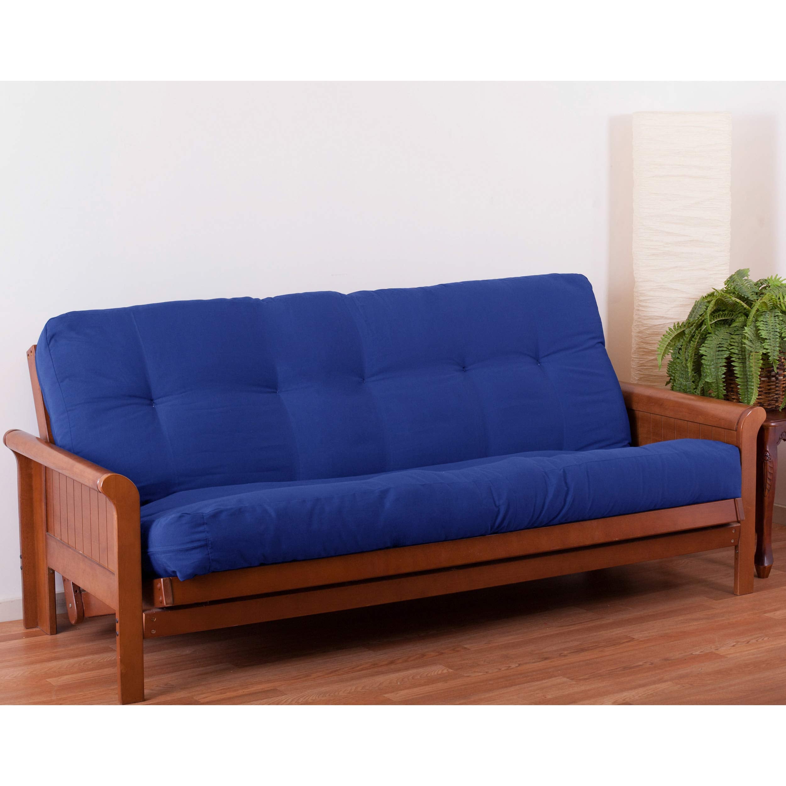 Blazing Needles Renewal 7' Twill Futon Mattress, Queen, Royal Blue